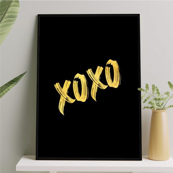Arte Quadro Digital - Xoxo Preto e Dourado