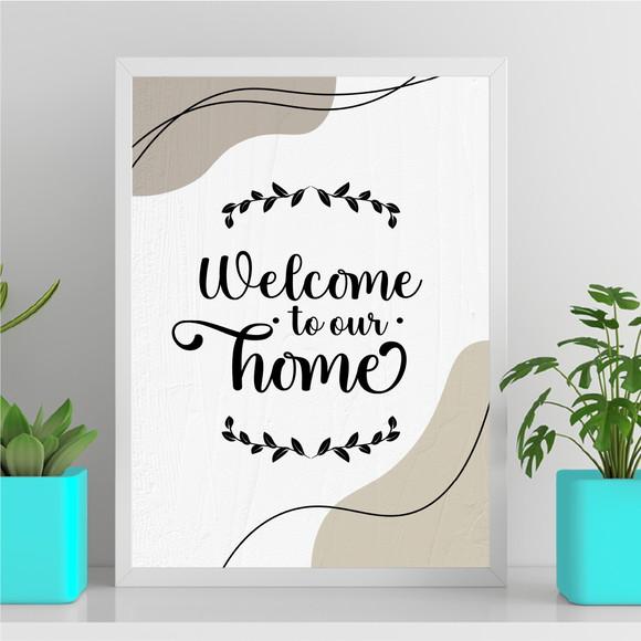 Arte Quadro Digital - Welcome To Our Home Abstrato Bege