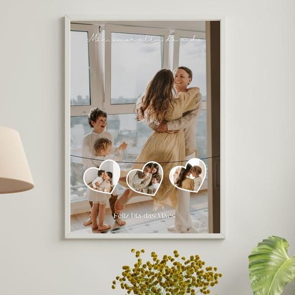 Template para Canva - Varal de Corações - 4 Fotos
