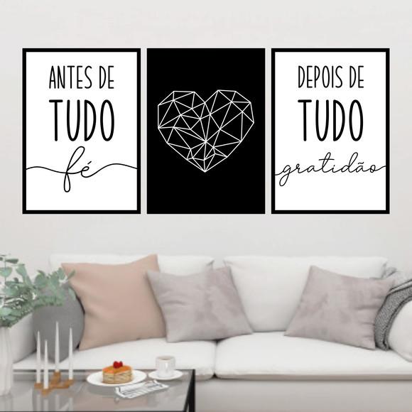 Trio Quadros Digitais - Antes de Tudo Coração Geométrico