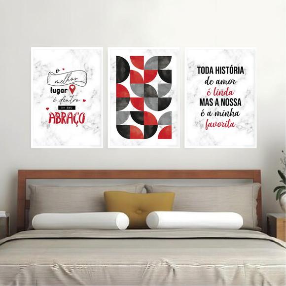 Trio Quadros Digitais - Bauhaus Mármore - História de Amor