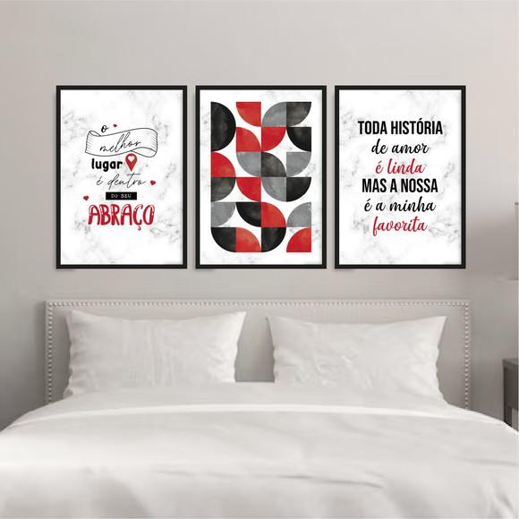 Trio Quadros Digitais - Bauhaus Mármore - História de Amor