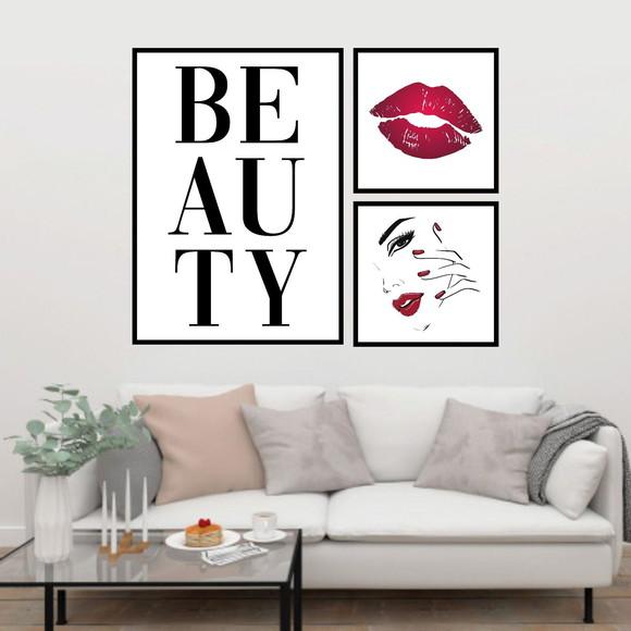 Trio Quadros Digitais - Beauty Batom Vermelho