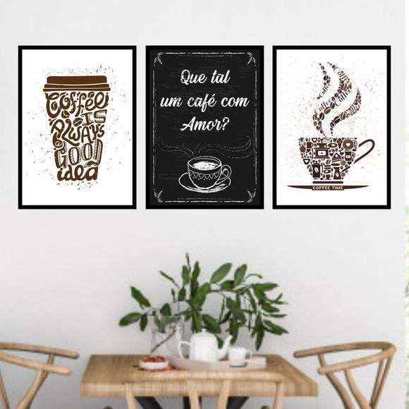 Trio Quadros Digitais - Café com amor