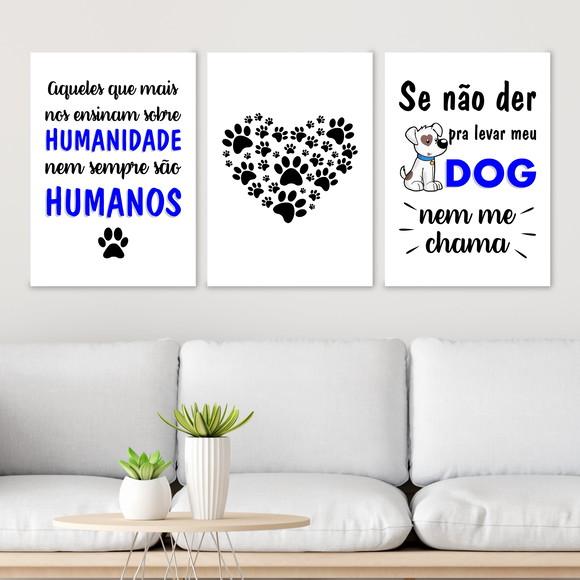 Trio Quadros Digitais - Dog - Coração Patinhas