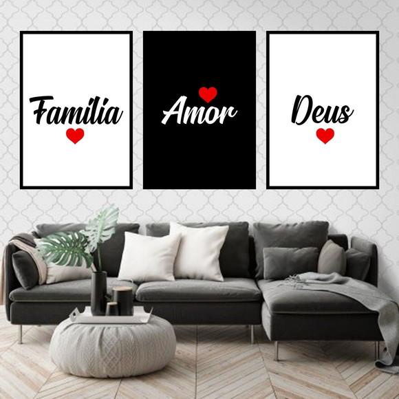 Trio Quadros Digitais - Família Amor Deus