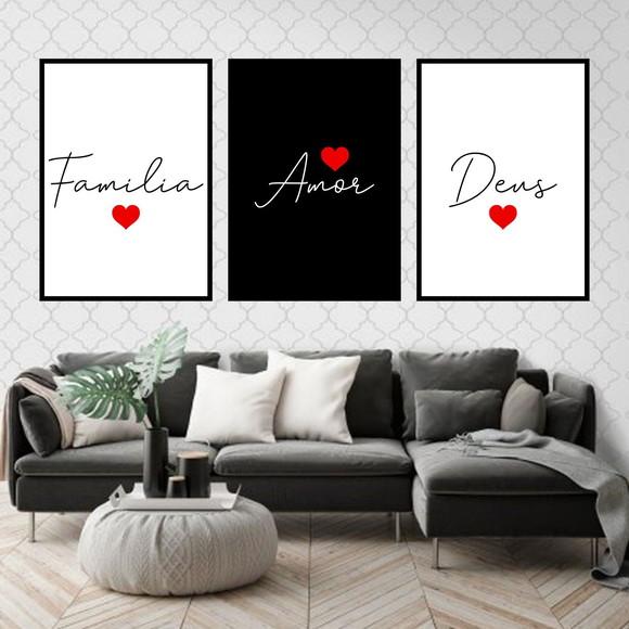Trio Quadros Digitais - Família Amor Deus