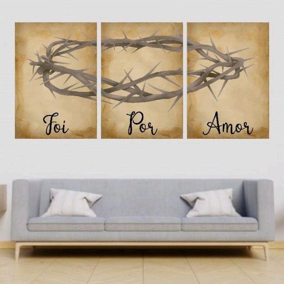 Trio Quadros Digitais - Foi Por Amor Marrom