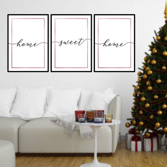 Trio Quadros Digitais - Home Sweet Home Rosegold