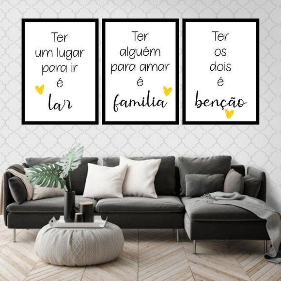Trio Quadros Digitais - Lar Família Benção Amarelo