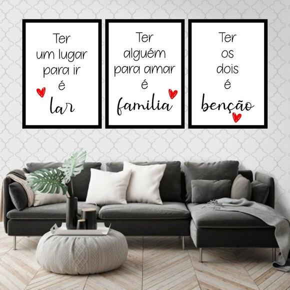 Trio Quadros Digitais - Lar Família Benção Vermelho