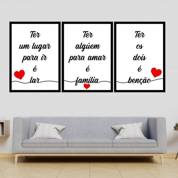 Trio Quadros Digitais - Lar Família Ter os Dois É Benção