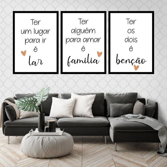 Trio Quadros Digitais - Lar Família Benção Marrom