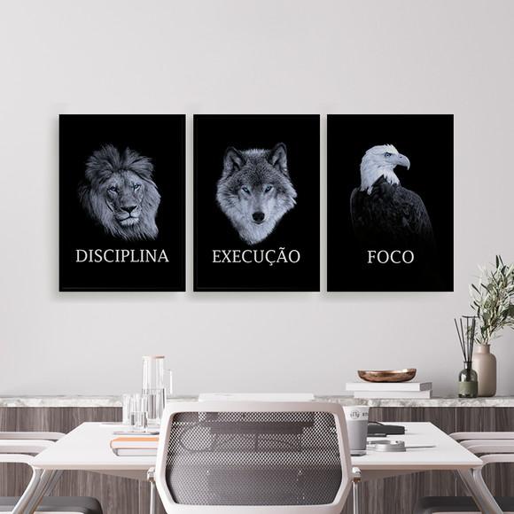 Trio Quadros Digitais - Leão Lobo Águia Empreendedorismo