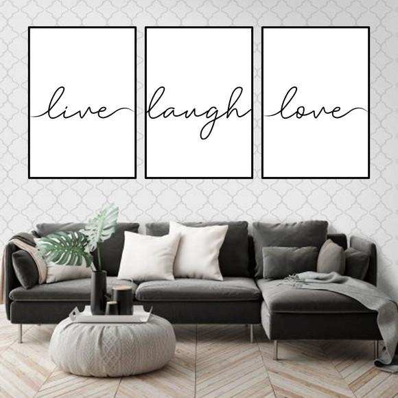 Trio Quadros Digitais - Live Laugh Love
