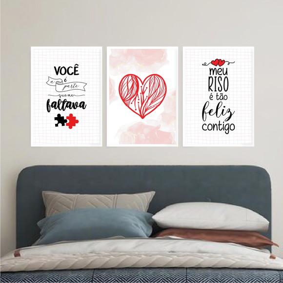 Trio Quadros Digitais - Meu Riso É Tão Feliz Contigo Coração
