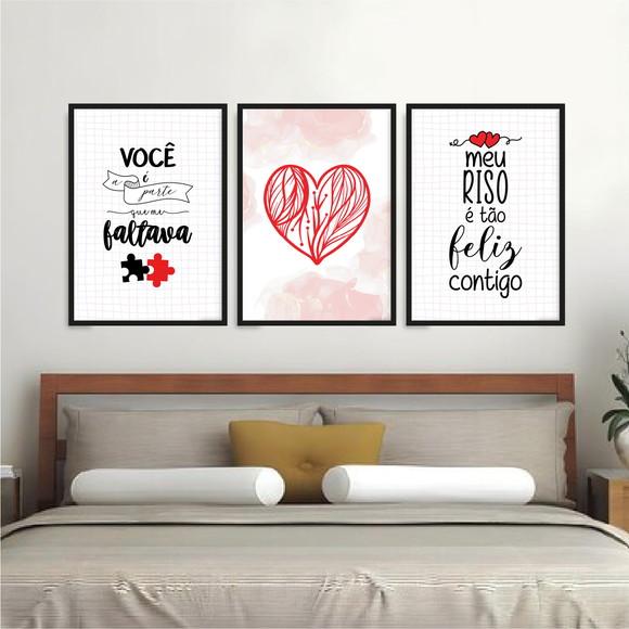 Trio Quadros Digitais - Meu Riso É Tão Feliz Contigo Coração