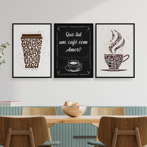 Trio Quadros Digitais - Que Tal Um Café Com Amor?