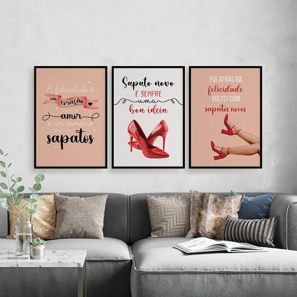 Trio Quadros Digitais - Sapatos Salto Alto Vermelho