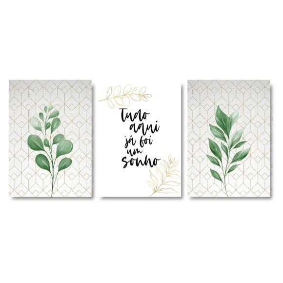 Trio Quadros Digitais - Tudo Aqui Já Foi Um Sonho - Folhas
