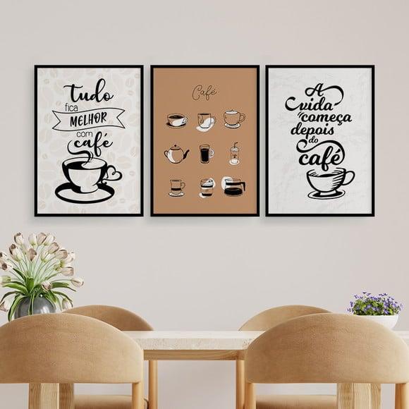 Trio Quadros Digitais - Tudo Fica Melhor Com Café