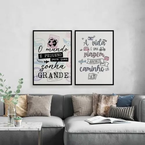 2 Quadros Digitais - a Vida É Uma Viagem - Sonhe Grande