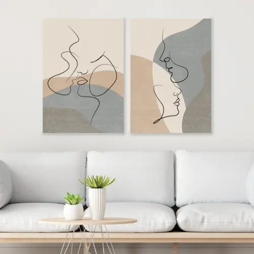2 Quadros Digitais - Casal One Line Boho