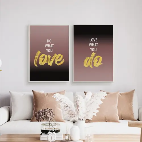 2 Quadros Digitais - do What You Love - Roxo e Preto