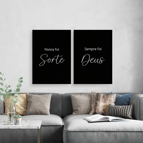 2 Quadros Digitais - Nunca Foi Sorte Sempre Foi Deus Preto
