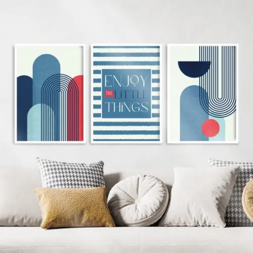 3 Quadros Digitais - Enjoy The Little Things Abstrato
