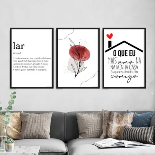 3 Quadros Digitais - Lar Significado o Que Eu Amo em Casa