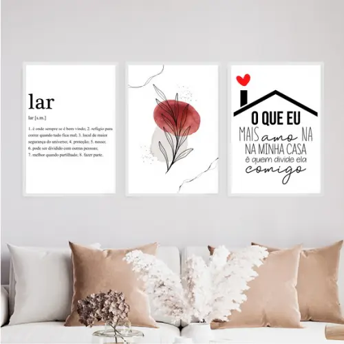3 Quadros Digitais - Lar Significado o Que Eu Amo em Casa