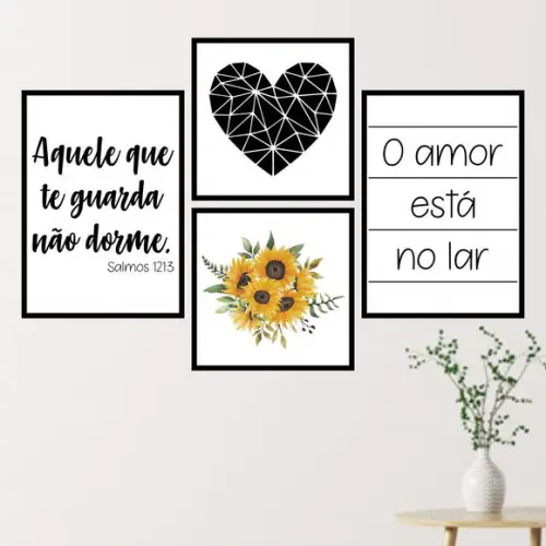 4 Quadros Digitais - Aquele que te guarda O amor está no lar