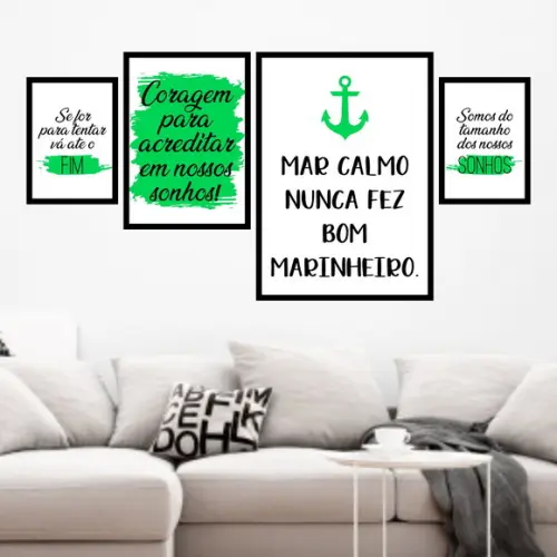 4 Quadros Digitais - Mar Calmo Nunca fez bom Marinheiro