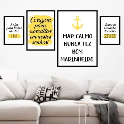 4 Quadros Digitais - Mar Calmo Nunca fez bom Marinheiro