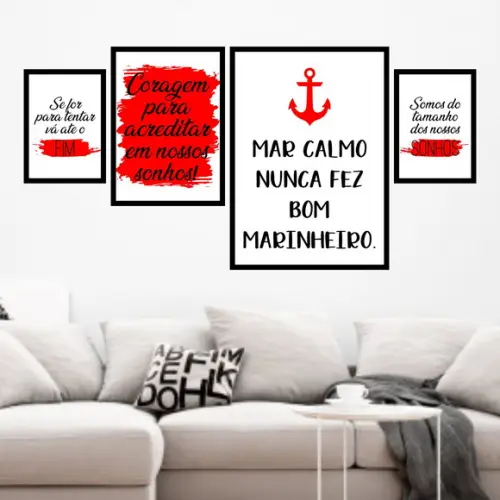 4 Quadros Digitais - Mar Calmo Nunca fez bom Marinheiro