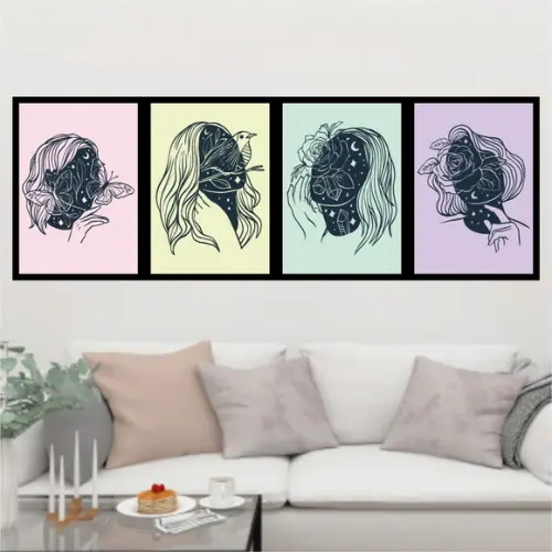 4 Quadros Digitais - Mulher Galáxia