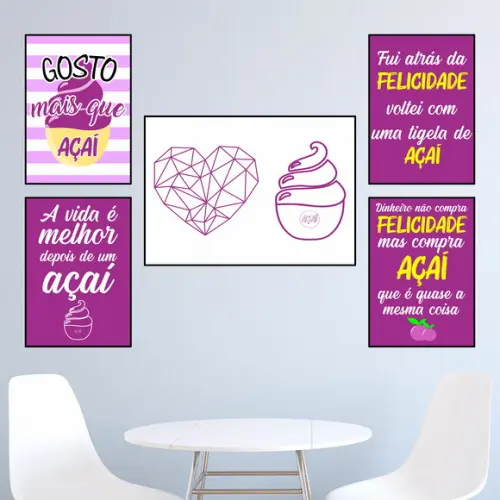 5 Quadros Digitais - Açaí