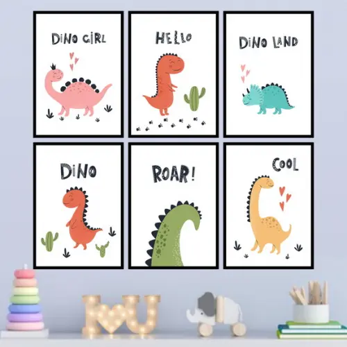 6 Quadros Digitais - Dinossauros
