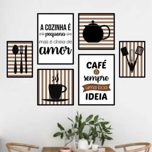 6 Quadros Digitais - A cozinha é pequena mas é cheia de amor