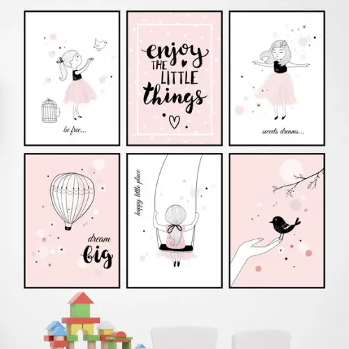 6 Quadros Digitais - Menina no Balanço