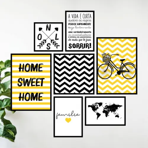 7 Quadros Digitais - Chevron Amarelo