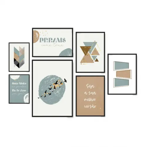 7 Quadros Digitais - Escandinavo Azul e Marrom