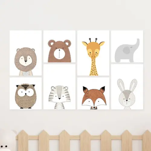 8 Quadros Digitais - Animais Escandinavos