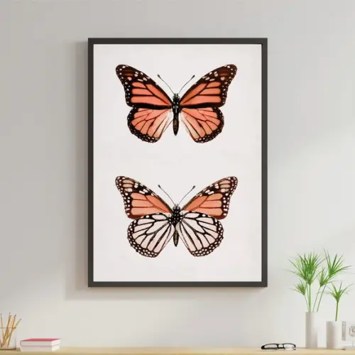 Arte Digital Quadro - 2 Borboletas Laranja