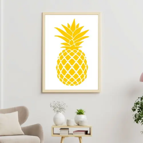 Arte Digital Quadro - Abacaxi Amarelo