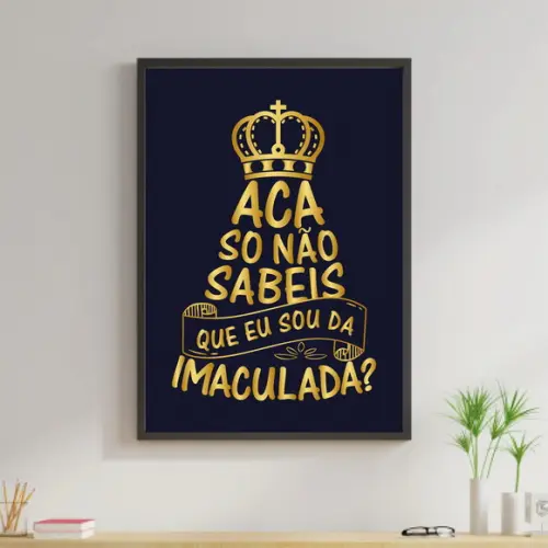 Arte Digital Quadro - Acaso não sabeis - Azul e Dourado