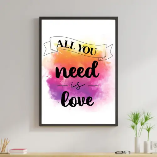 Arte Digital Quadro - All you need is love Aquarela