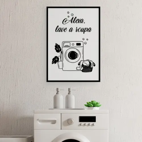 Arte Digital Quadro - Alexa Lave A Roupa - Lavanderia