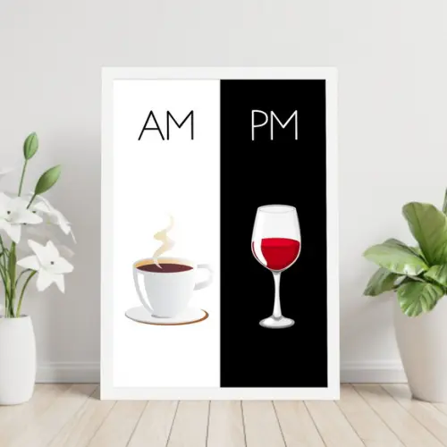 Arte Digital Quadro - Am Pm - Café e Vinho